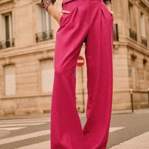 Sezane Fuschia Theophile Pants, Excellent condition, Size 40 (Fr)/8(US)